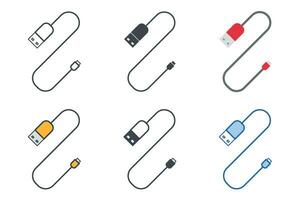 cobrando cabo ícone coleção com diferente estilos. USB cabo ícone símbolo vetor ilustração isolado em branco fundo