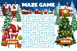 Natal labirinto Labirinto, crianças vetor borda jogos