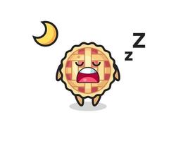 ilustração de personagem de torta de maçã dormindo à noite vetor