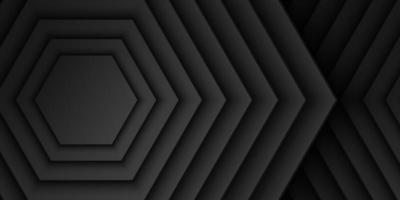 fundo de camada de sobreposição hexagonal preto abstrato, padrão de forma de hexágono, design minimalista escuro com espaço de cópia, ilustração vetorial vetor