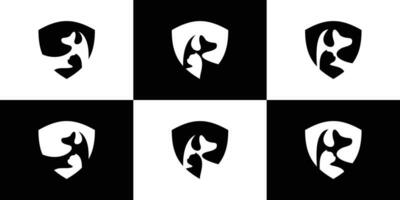 logotipo Projeto combinando a forma do uma escudo com animais de estimação, animal Cuidado. vetor