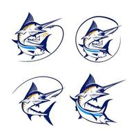 modelo de logotipo de pesca de marlin peixes vetor