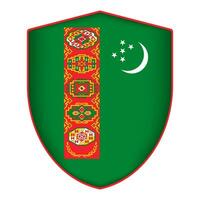 Turquemenistão bandeira dentro escudo forma. vetor ilustração.