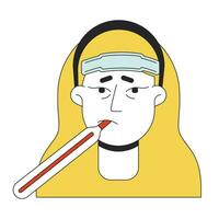 sazonal gripe mulher temperatura avaliação 2d linear vetor avatar ilustração