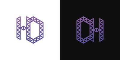 cartas dh e hd polígono logotipo definir, adequado para o negócio relacionado para polígono com dh e hd iniciais. vetor