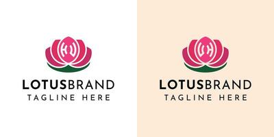 carta hu e Uh lótus logotipo definir, adequado para o negócio relacionado para lótus flores com hu ou Uh iniciais. vetor