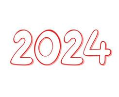 feliz Novo ano 2024 abstrato vermelho e branco gráfico Projeto vetor logotipo símbolo ilustração