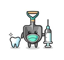 personagem mascote da pá como dentista vetor