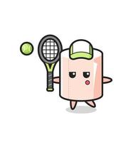 personagem de desenho animado de rolo de tecido como um jogador de tênis vetor
