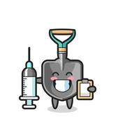 ilustração do mascote da pá como médico vetor