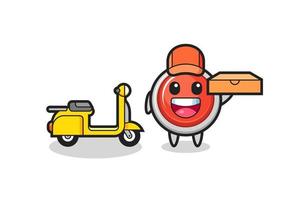 ilustração do personagem do botão de pânico de emergência como um entregador de pizza vetor