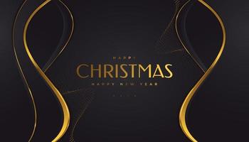 cartão de Natal elegante em preto e dourado. Feliz Natal e Feliz Ano Novo cartão de saudação ou convite vetor