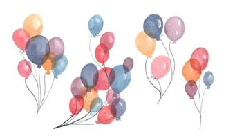 balões de ar em aquarela. decoração de saudação. vetor