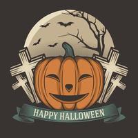 abóbora retro halloween jack o lantern vetor