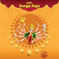 durga puja navratri festival dussehra saudações celebração vetor