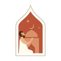 homem muçulmano oração vetor