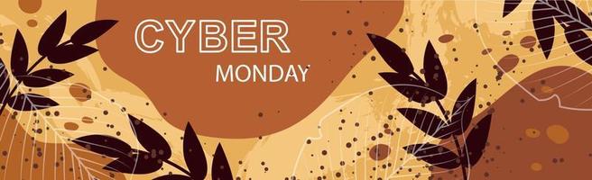 cyber segunda-feira grandes descontos de outono, banner de anúncio da web - vetor