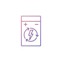 ícone de rótulo manual de vetor linear de gradiente de bateria de polímero de lítio recarregável
