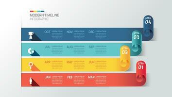 o negócio degrau Linha do tempo infográfico papel lista modelo. moderno Marco histórico elemento Linha do tempo diagrama calendário e 4 trimestre, vetor infográficos.