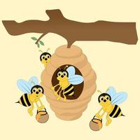 desenho animado de abelha fofa vetor