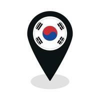 bandeira do sul Coréia bandeira em mapa identificar ícone isolado Preto cor vetor