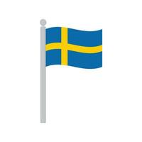 bandeira do Suécia em mastro de bandeira isolado vetor