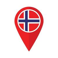 bandeira do Noruega bandeira em mapa identificar ícone isolado vermelho cor vetor