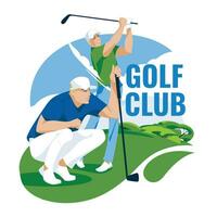 golfistas em a verde. Esportes competições, hobbies e estudos. vetor plano ilustração