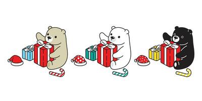 Urso vetor ícone polar Urso Natal santa claus chapéu presente caixa doce bengala cachecol desenho animado personagem Urso de pelúcia logotipo ilustração rabisco design.eps