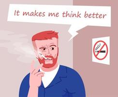 ilustração em vetor cor lisa fumante inveterado