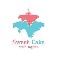 doce bolo logotipo. aniversário bolo ícone com doce cerejas vetor