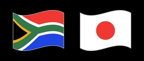 sul africano e japonês bandeiras ícone definir. vetor. vetor