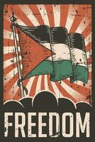 retro grunge Palestina bandeira liberdade poster vetor