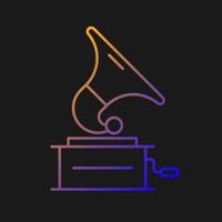 ícone de vetor gradiente de gramofone para tema escuro