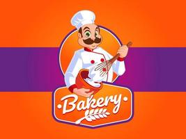 logotipo da padaria com mascote do chef vetor