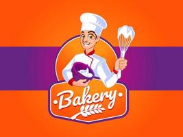 logotipo da padaria com mascote do chef vetor