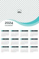 2024 parede calendário modelo vetor 1 página