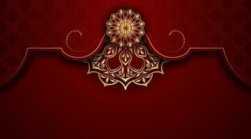 fundo de luxo vermelho com ornamento de mandala vetor