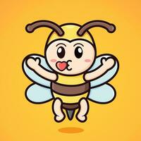 fofa desenho animado abelha quer para abraçar e beijo vetor