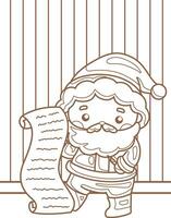 feliz santa claus personagem Natal desenho animado feriado coloração atividade para crianças e adulto vetor