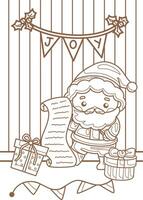 santa claus Natal desenho animado feriado coloração atividade para crianças e adulto vetor