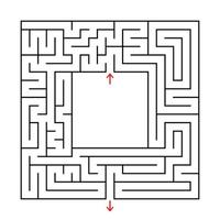 um labirinto quadrado. encontre a saída do centro. ilustração em vetor plana simples isolada no fundo branco. com um lugar para sua imagem