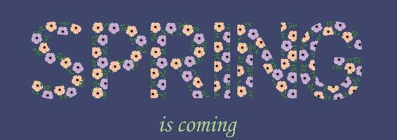 Primavera conceito Primavera é chegando. para mulheres dia em marcha 8, cobrir social rede, casamento. vetor