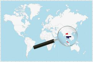 ampliação vidro mostrando uma mapa do Tailândia em uma mundo mapa. vetor