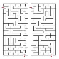 labirinto isolado retangular abstrato. cor preta sobre um fundo branco. um jogo interessante e útil para crianças e adultos. ilustração vetorial plana simples. duas opções. vetor