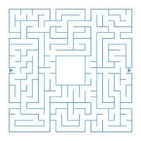 labirinto quadrado isolado abstrato. cor azul em um fundo branco. um jogo interessante para crianças e adultos. ilustração vetorial plana simples. com um lugar para desenhar. vetor