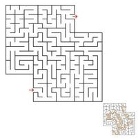 labirinto isolado quadrado simples abstrato. cor preta sobre um fundo branco. um jogo interessante para crianças e adultos. ilustração vetorial plana simples. com a resposta. vetor