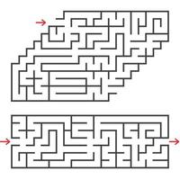 um conjunto de dois labirintos retangulares com uma entrada e uma saída. ilustração em vetor plana simples isolada no fundo branco.