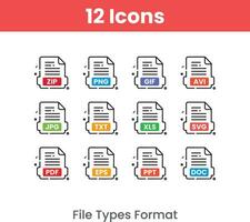 conjunto de ícones de tipos de arquivo vetor