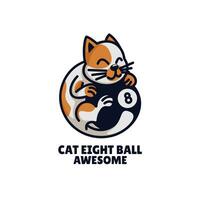 gato oito bola logotipo vetor